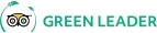 The image contains a logo with an owl-like graphic and the text "GREEN LEADER" beside it in green letters. logo on footer section.